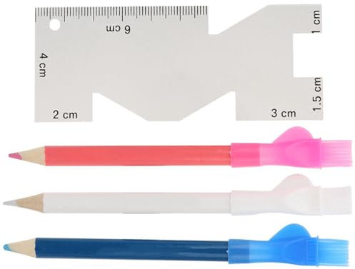 Metall-Nählineal und Schneiderstift-Set, Manueller Messschieber für Nähmaschine, Stricklehre für Heimwerker, Geeignet für Stickerei-Nähen