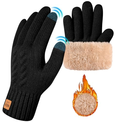 Voqeen Guantes Invierno Termicos de Lana para Hombre y Mujer Guantes Tactiles Movil para Frio Guantes Calefactables con Forro Polar Moto Ciclismo Esqui Conducir Aire Libre Regalos Originales