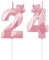 Geburtstagskerzen Zahlen 24 mit Krone，3D Kerzen Geburtstag für Kuchen geburtstagsdeko, Geburtstag Kerzen Zahlen, Geburtstagskerzen Kinder für Partys, Hochzeiten, Firmenfeiern, Jubiläen (Rosa, #24)