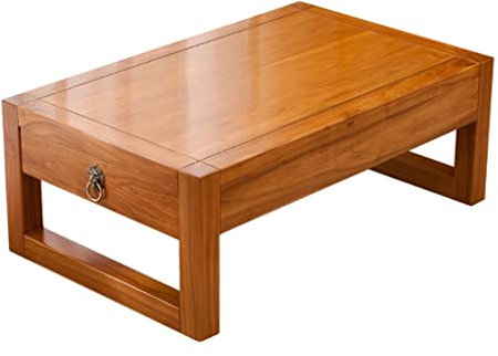 Tragbarer, klappbarer Couchtisch, Couchtisch aus massivem Holz, Couchtisch, Teetisch, Gartentisch mit Schublade, niedriger Tisch, Arbeitszimmer, Stabiler Fenster-/Balkon-/Computertisch