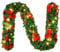 9FT Christmas Garland Decorations, 2.7M Wreath Garlands Decorations Xmas for Fireplaces Stairs, Christmas Garlands with Lights, Red Flower and Red Ball, Holiday, Wedding Party Decoration