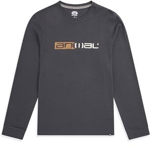 Animal Tomy Mens Cotton Graphic T-Shirt - Stylish, Lightweight & Breathable Long Sleeve Tee - for Spring Summer, Beach, Holiday & Travel Dark Grey S