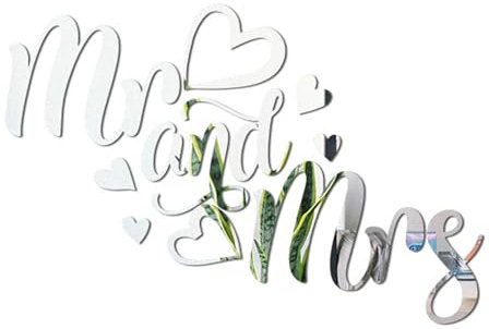 Sicheii Mr and Mrs Spiegel Wandtattoo, Abnehmbare Schlafzimmer Dekor für Paare, Mr & Mrs Zeichen, 3D Acryl Spiegel Wandaufkleber Hochzeit Abziehbilder, Schriftzug Spruch Wandkunst Zimmer Home