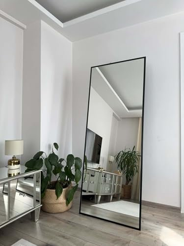 JOLONDO Ganzkörperspiegel Rechteck Standspiegel, 180×70 cm, Schwarz