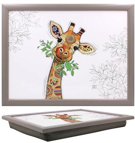 Tamersgifts Cushioned Laptrays Lap Tray TV Dinner Bean Bag Padded Cushion Gift (Giraffe Lap tray)