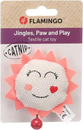 Flamingo giochi per gatti – Lovu – Sole – beige – con campanellino – con catnip – morbido e divertente