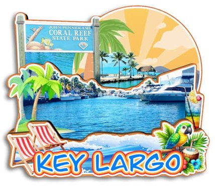 Quwsne Refrigerator Magnet Key Largo Florida America Fridge Magnet City Travel Souvenirs Tourist Gifts 3D Classic Landmarks Handmade Crafts Home Decoration -4114