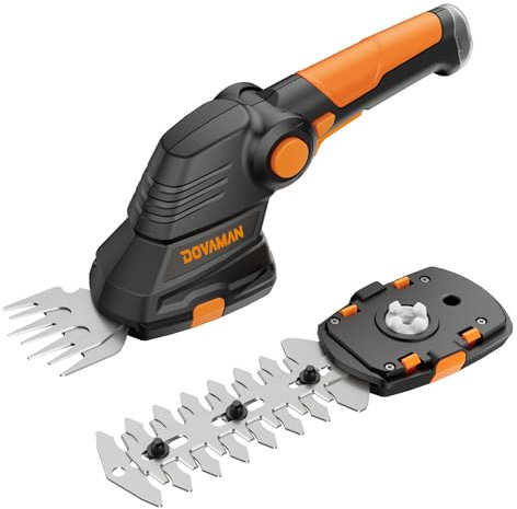 DOVAMAN GS01A 2 in 1 Cordless Grass Shear, 3-Position Handle, 100MIN Fast Charge, 2 Switchable Blade, 3.6V Portable Electric Grass Shear for Grass Cutting, Rechargeable Battery Included(Non-removable)