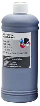 CUAWBAPF Universelle Farbstoffink 500ml CISS -kompatibeles System für Tintenstrahldrucker(500ML-Black)