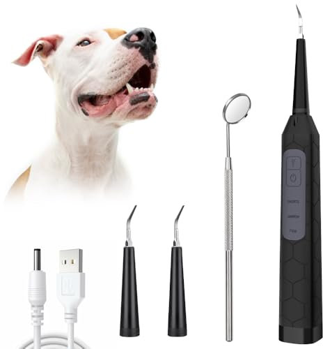 SKIKHN Zahnsteinentferner Hund, Zahnreinigungset für Katzen und Hunde, 3 Modi Ultraschall Zahnreiniger mit LED Lampe, IPX6 Wasserdicht, Zahnsteinentferner Hund Kit für Zahnaufhellung