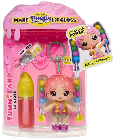 Yummiland x Peeps Lip Gloss Doll - Michelle Mallows - Enthält 1 Puppe, DIY Duftenden Lipgloss, Abnehmbare Mode und Schlüsselanhänger, Geeignet für Kinder ab 4 Jahren