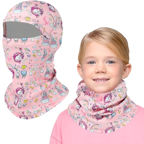 TAGVO Pasamontañas Térmico de Invierno Niños 4 a 12 Años, Multifuncional Cortavientos Máscara De Esquí Ciclismo Gorro con Forro Polar Bajo Casco Mascarilla para Niños Niñas Deportes al Aire Libre
