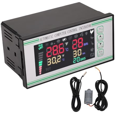 Telituny Automatische Brutmaschine Steuerung, Digital Thermostat Luftfeuchtigkeit Regler mit 4,3 Farbdisplay, 6 Kanäle für Heizung, Wenden, Lüftung, XM-18S