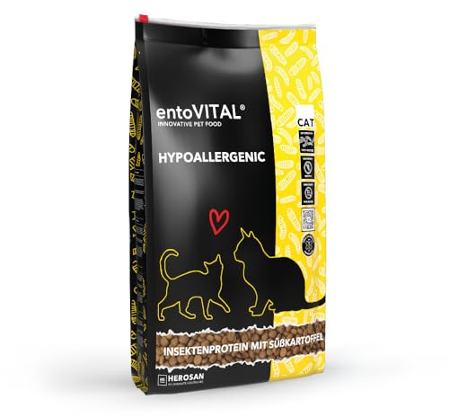 entoVITAL CAT Hypoallergenic - Insekten mit Süßkartoffel & Erbsen,Trockenfutter, 10 kg, bei Allergien & Unverträglichkeiten, Diät- Alleinfuttermittel