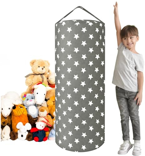 AOOHA Stuffed Animal Storage Bean Bag for Kids,Large Space Bean Bag Cover for Boys and Girls,Kids Foldable Chair Cover with Zipper,Premium Canvas for Organize,Sit,Play,Box