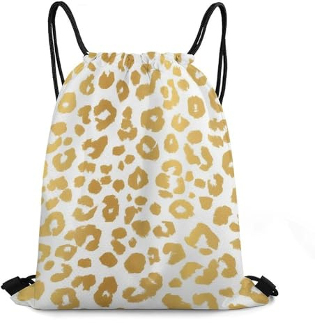 Turnbeutel Geparden-Gold-Leopardenmuster Kordelzug-Rucksack Durable Beutel Mit Kordelzug Waterproof Rucksack Mit Kordelzug Für Strand Reisen Schule