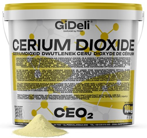 GiDeli Ceriumoxid (Ceroxid, CeO₂) - Glaspolitur 10kg Polierpulver – Kratzerentferner für Glas, Scheinwerfer, Windschutzscheibe, Spiegel & Acrylglas – Profi Poliermittel