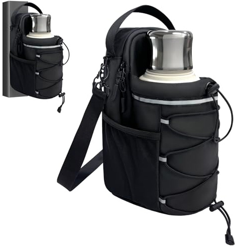 LEOANITTY Magnetic Gym Bag Water Bottle Carrier Holder with Strap & Phone Pockets for Men Women, Magnetic Water Bottle Holder for Gym