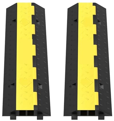 Rubber Speed Bumps， Rubber PVC Speed Hump Cable Protector Ramp 2 Channels Pack Of 2-5 PCS(2PCS)