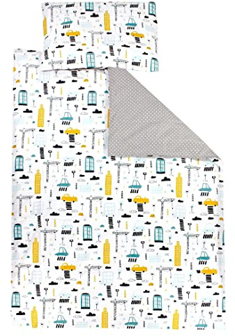 TupTam Kinder Bettwäsche Gemustert 2-Teilig Wendebettwäsche, Farbe: Autos Bunt, Größe: 120x90 cm