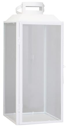 Laterne Living weiß aus Metall H42cm Moderne Metalllaterne