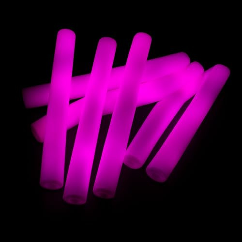 zenda club® 15 Stück 48 cm rosa LED Leuchtstäbe – Glow Sticks aus Schaumstoff – 3 Modi – Hochzeit, Geburtstag, Konzert, Festival, DJ-Abend und Event