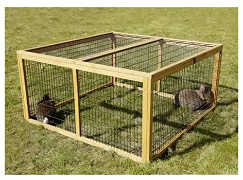 Kerbl Freilaufgehege mit Ausbruchsperre (für Nagetiere, Kleintiergehege, Maße 116x116x58 cm, aus Holz lasiert, verzinktes Gitter, Abdeckung aufklappbar) 81716