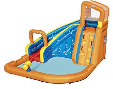 Bestway H2OGO Turbo Splash Water Zone Water Park | Mini Parc Aquatique extérieur avec Toboggan intégré, Pistolet à Eau et Mur d'escalade pour Enfants et Adultes