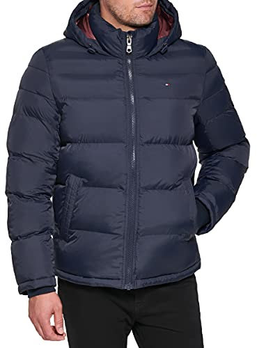 Tommy Hilfiger Herren Hooded Puffer Jacket Daunenalternativer Mantel, Mitternacht/Ausflug, einfarbig (Midnight//Getaway Solids), 3XL