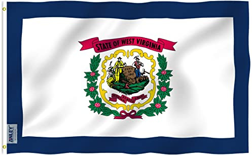 Anley Fly Breeze 3x5 Fuß WestVirginia State Flagge - Lebendige Farbe und UV-beständig - Canvas Header und doppelt genäht -WestVirginia WV Flags Polyester mit Messingösen 3 x 5 Ft