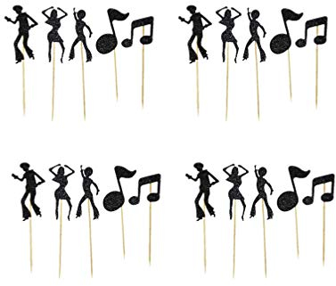 PRETYZOOM Musik Note Kuchen Topper Glitter Geburtstag Cupcake Picks Dekor für Babyparty Hochzeit Musik Themen Party Liefert 20 Stück