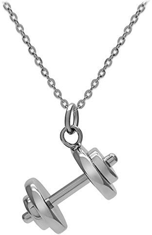 Soul-Cats sportlicher Edelstahl Anhänger Hantel mit Kette in Silber
