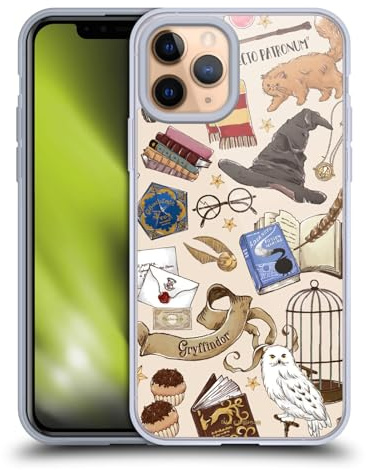Head Case Designs Officially Licensed Harry Potter Hogwarts Pattern Deathly Hallows XXXVII Gel Case [Military Grade Protection] Compatible with Apple iPhone 11 Pro and Compatible with MagSafe