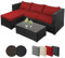 Montafox Poly Rattan Lounge Sitzkissen 8cm Gartenmöbel Ecklounge Frei Kombinierbare Elemente Ecksofa Gartengarnitur Garten Balkon Terrasse Outdoor, Farbe:Titan-Schwarz/Abendsonne