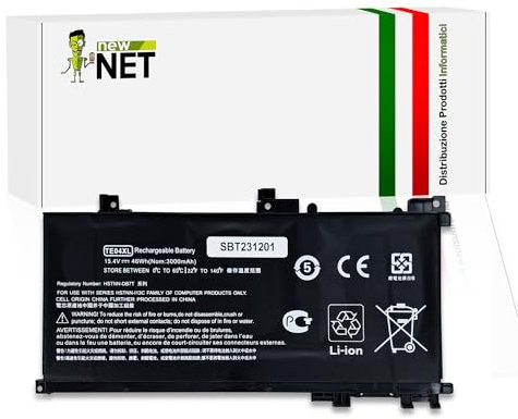 new net - Batteria TE04XL [15.2-15.6 V - 3000 mAh] Compatibile con HP Pavilion 15-bc200nl, 15-bc201nl, 15-bc202nl, 15-bc206nl, 15-bc207nl, 15-bc209nl, 15-bc210nl, 15-bc218nl, 15-bc500nl