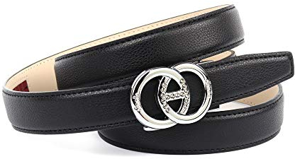 Anthoni Crown Damen Ledergürtel Gürtel, Schwarz, 105