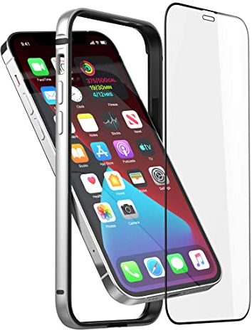 Bumper Hülle Kompatibel mit iPhone 12/12 Pro 6.1 inch, Dünne Schutzhülle Metall Bumper Case mit Weichem TPU [Keine Signalstörung] [Unterstützung Wirless Charging] mit iPhone 12/12 Pro, Silber