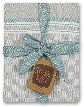 Sticky Toffee Woven 100% Baumwolle Küche Geschirrtücher | 5er Set | 45 x 70 cm | Blaugrüne Seide | Saugfähige Restaurant Bar Glas Küchentücher