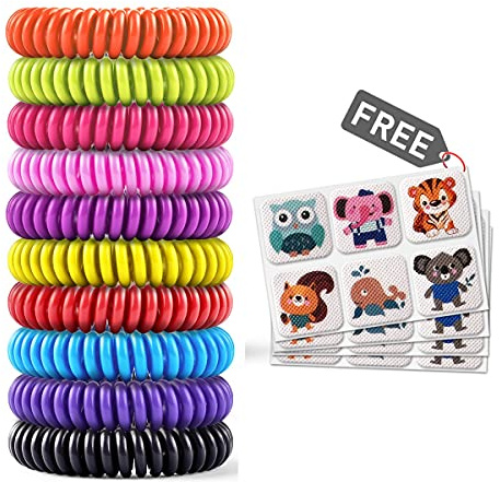 Mosquito Bracelet 20 Pack with 4 Patches, Waterproof Bug Repellent Wrist Bands, Fit for Kids & Adults, Natural Ingredients and Deet-Free,pest Control, Safe Indoor Outdoor Protection