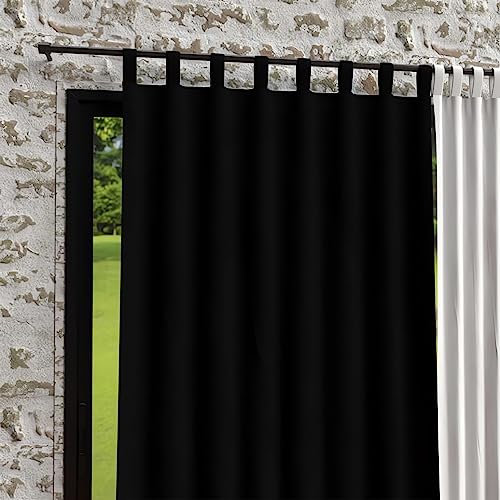 Soleil d'ocre, Bohème Rideaux Pattes, Microfibre lavé, Noir, 140x250 cm