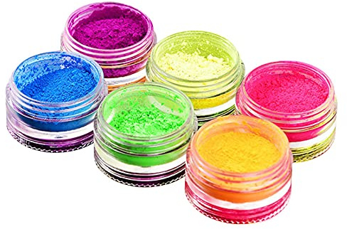 luminiu Pigment Nagel Pulver-6 Farb Fluoreszierende Farbe Nagelpigmente Neon Fluoreszierende Nagel Glitter Staub Nagel Pigment Nail Art Pigmentpulver
