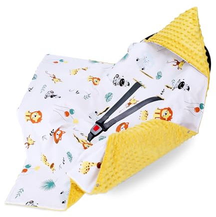 Einschlagdecke Babyschale Baby Decke 90x90 cm - Fußsack Blanket für Kinderwagen und Autositz Ganzjahres für Neugeborenen und Kleinkinder Einschlagsdecken für 3 und 5 Punkt Gurt Minky Oeko-Tex