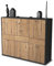 Stil.Zeit Highboard Kommode Saphira, Korpus anthrazit matt, Front Holz-Design Pinie (136x108x35cm), Push-to-Open Technik & Leichtlaufschienen