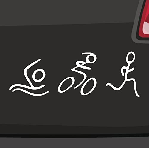 Stickerfreaks Triathlon Leichtathletik Aufkleber - 6 Größen, 21 Farben - Schwimmen, Fahrrad, Laufen - Made in Germany - ORACAL Vinyl - UV-beständig, Selbstklebend - Weiß