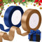 Cinta para Envolver Regalos, Satén Cinta de Doble cara Navideña para Manualidades Bricolaje, Dorado y Azul Cintas 25mm Ancho para la Decoración de la Boda Arco Guirnalda Torta Árbol de Navidad, 45M
