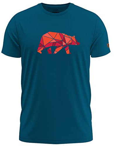 FORSBERG Espenson T-Shirt mit stylischem Bär Brustlogo Rundhals für Herren, Farbe:blau, Größe:L