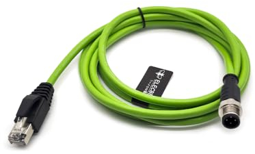 Elecbee M12 4 poliger D kodierter Stecker auf RJ45 Ethernet Kabel, Cat5e geschirmt High Flex Netzwerkkabel Gerades doppelseitiges Kabel mit 2 Meter AWG22
