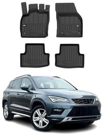 OMAC Fußmatten für Seat Ateca 2016-2026 TPE 4X Schwarz | Premium, Automatten, Gummimatten, Allwetter, fahrzeugspezifisches Produkt, 3D-Passform, Antirutsch, wasserdicht