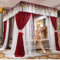 Betthimmel Betthimmel Mit 4 Eckpfosten Für Twin Queen King, Mit Spitze Bestickter Luxus-Bettvorhang, Moskitonetz Mit Ständer (Color : Red, Size : 180X200cm/71X79inch)