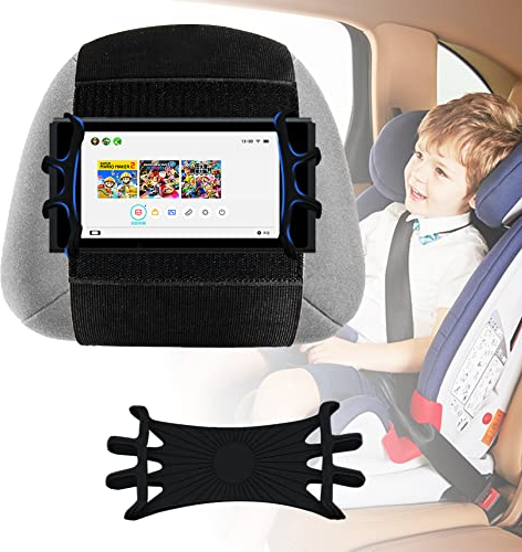 Soporte para tablet coche, camión o tableta, soporte para reposacabezas, soporte universal para iPad con red de sujeción de silicona para todos los Kindle Fire, iPad y Tablet con – Negro (Small